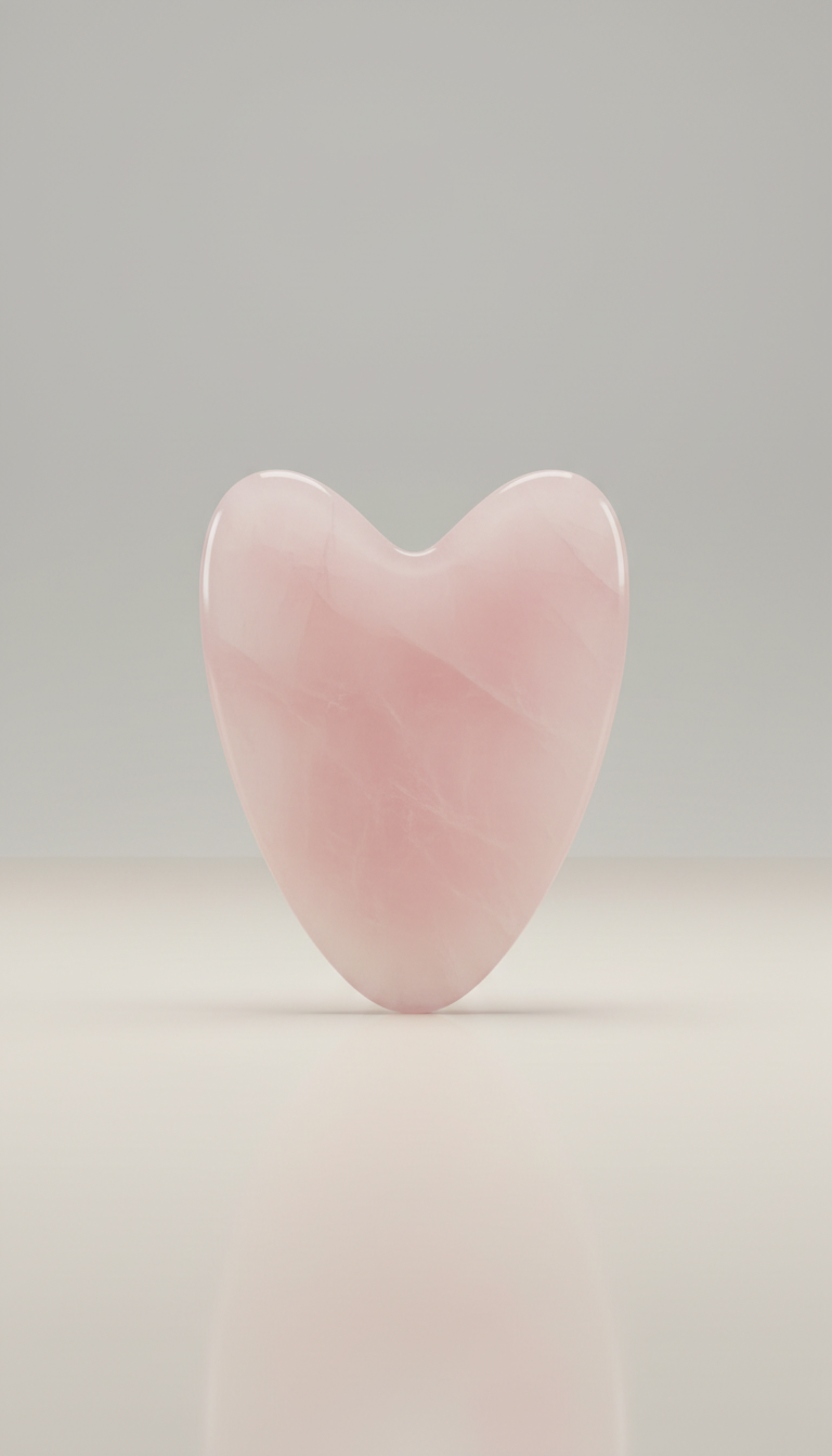 Rose quartz gua sha tool for gentle sculpting