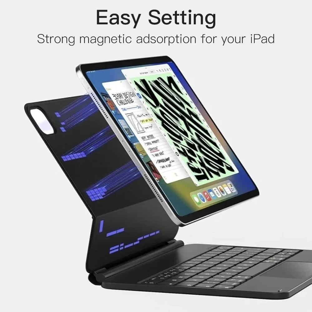 READ YYEAH Magic Keyboard For iPad 2025 11th A16 2025 Air 11 M3 iPad Case Smart Magnetic Book Cover Backlight Touchpad Hebrew