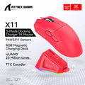ATTACK SHARK X11 Tri-Mode Lightweight Gaming Mouse have PAW3311,22000DPI,400IPS,40G,59g,Magnetic Fast Charging,RGB backlight