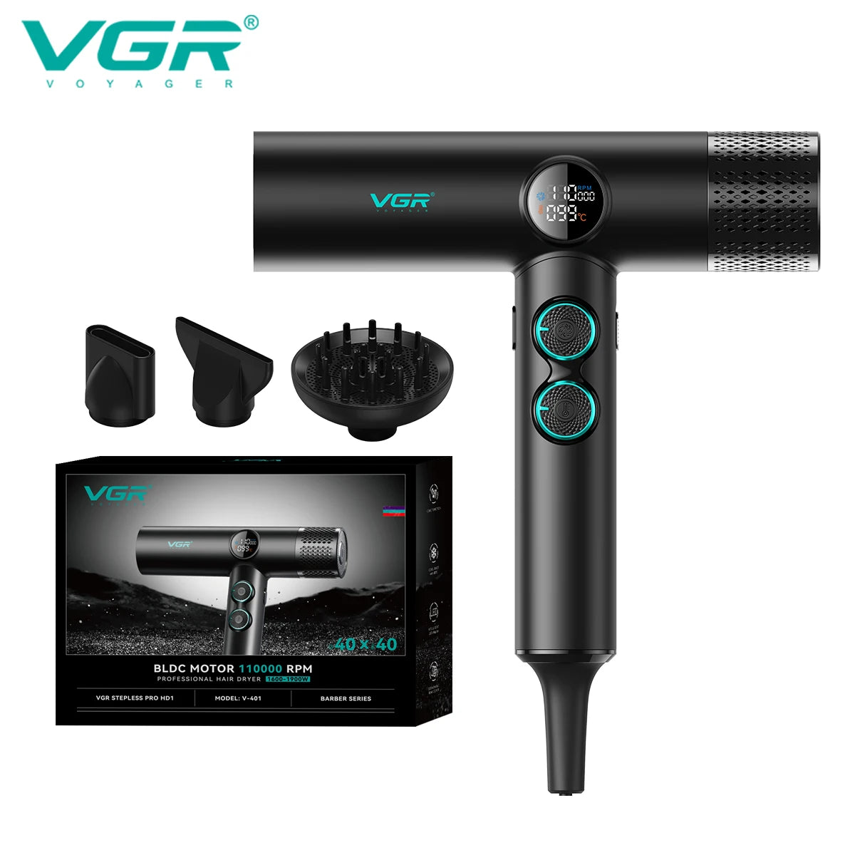 VGR Leafless Hair Dryer Professional Blow Dryer Brushless...