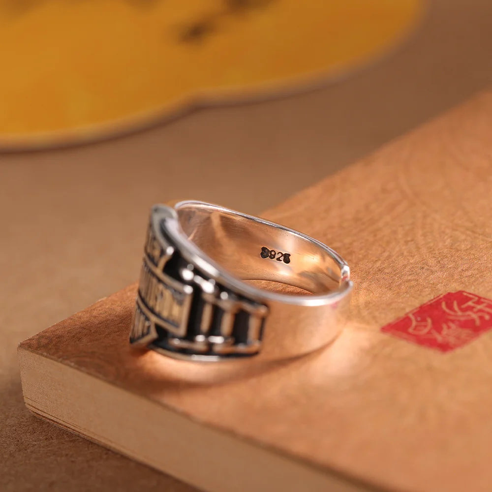 Vintage For Men Silver Color Punk Gothic Rock Ring Hiphop...
