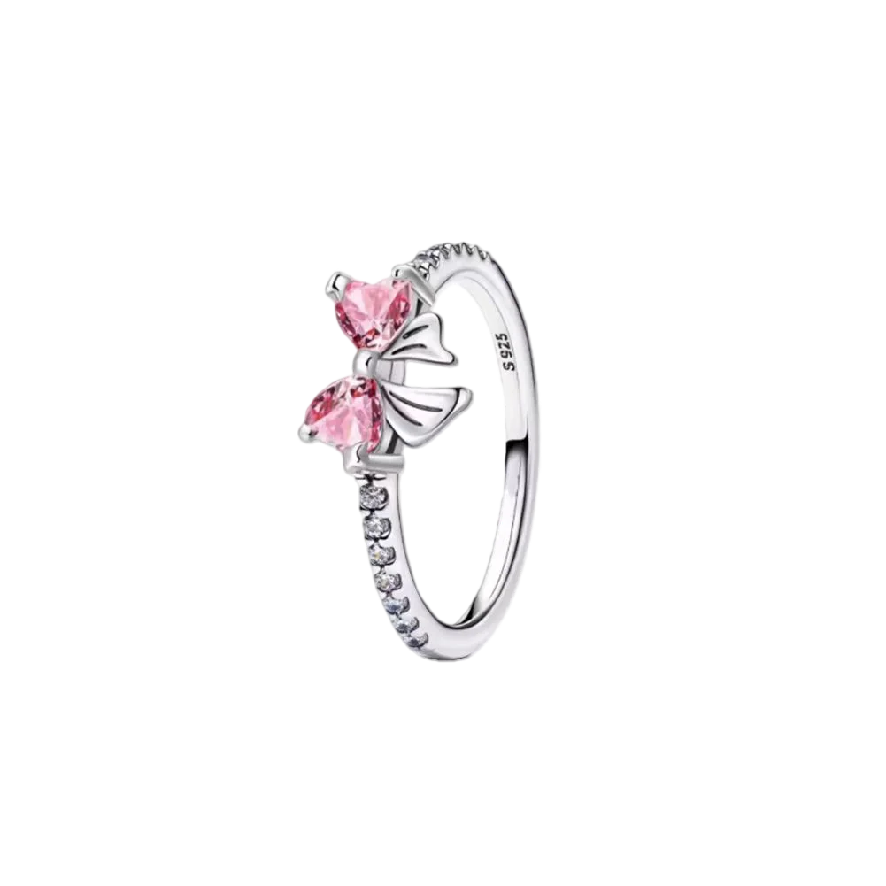 S925 Silver Bow Love Flower Ring Fashionable and High end...