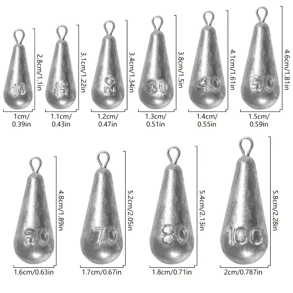 Teardrop Fishing Weights Sinkers Kit