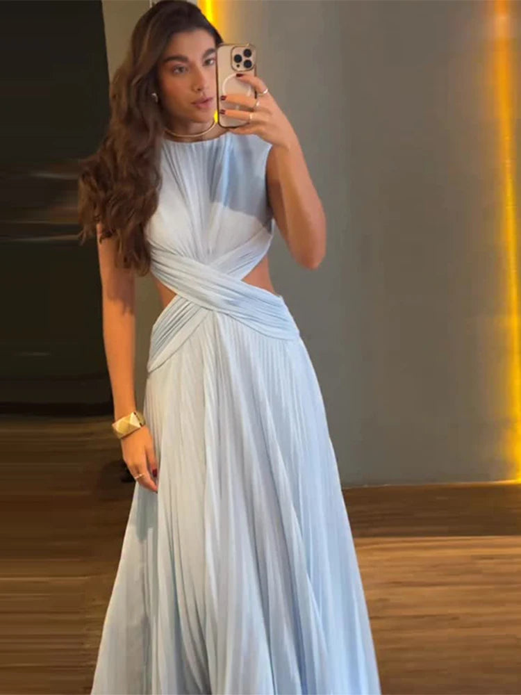 Backless Ruched A-Line Evening Gown