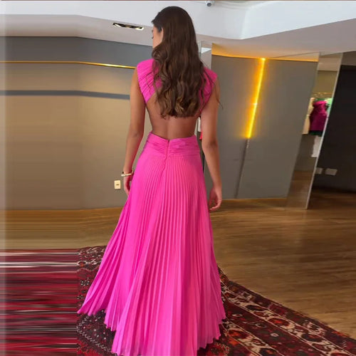 Backless Ruched A-Line Evening Gown