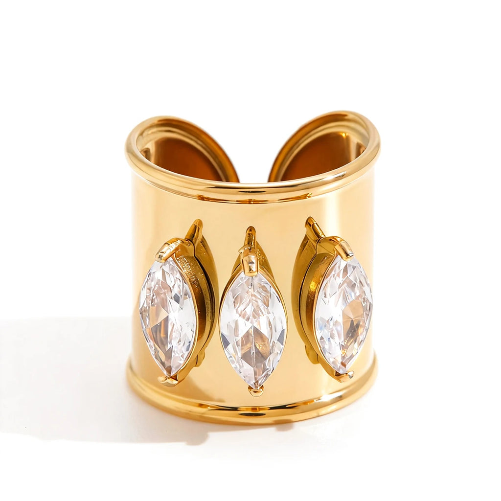 Youthway Delicate Horse Eye Shape Zircon Open Ring For Wo...