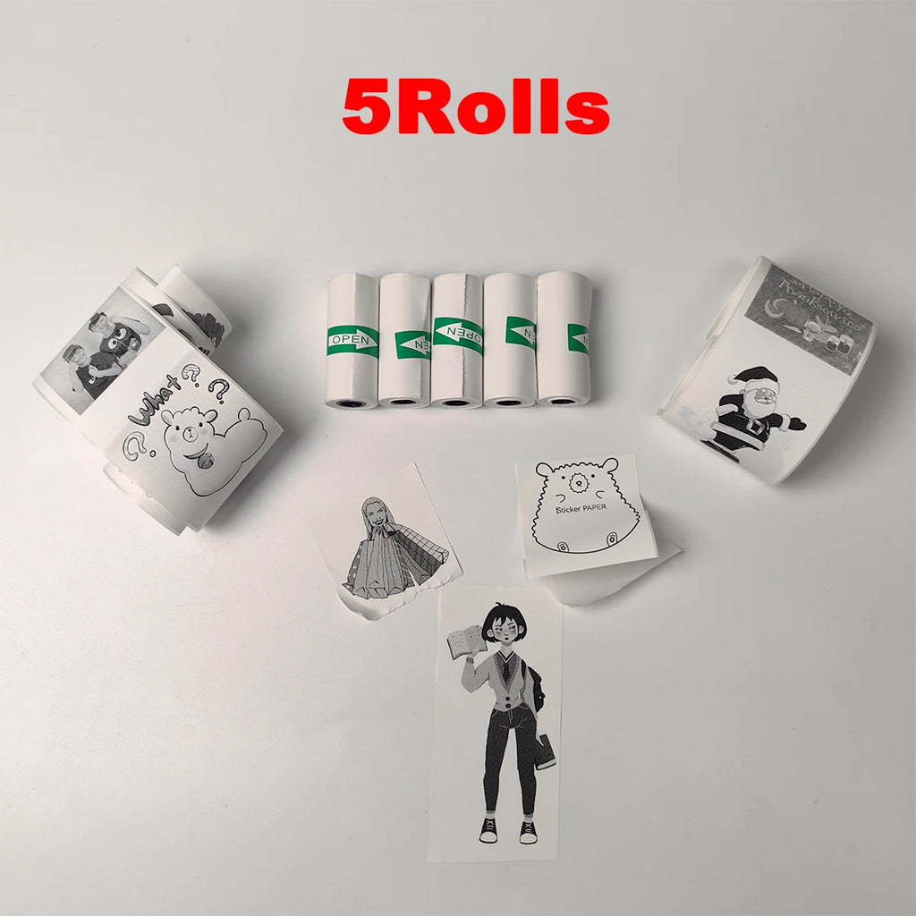 16Rolls Thermal Printer Papers 57x25mm Self-adhesive Thermal Papers HD Color Label Printers for Inkless Mini Portable Printer